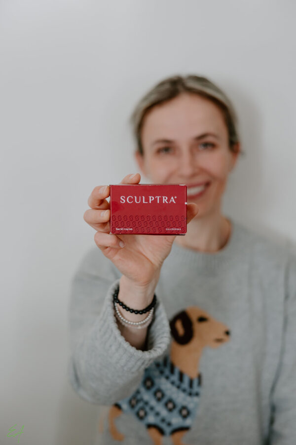Kasia Dodman holds a box of Sculptra