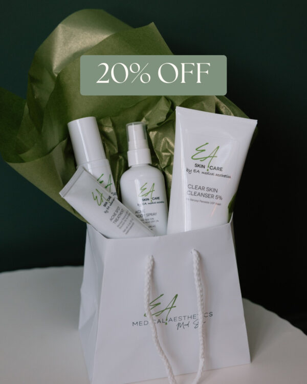 20% Off with a photo of EA Skincare Acne products